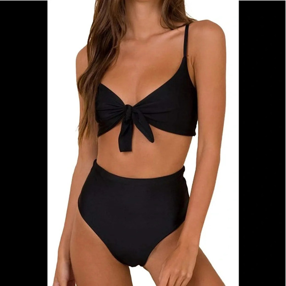 NWT Blooming Jelly Womens High Waisted Bikini Tie Knot Two Piece Swimsui… - Picture 1 of 10